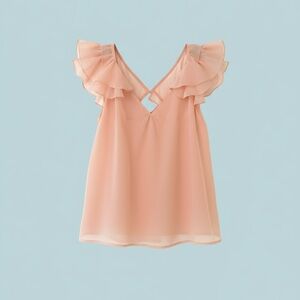 Flutter sleeve light weight summer top, Orange size Small